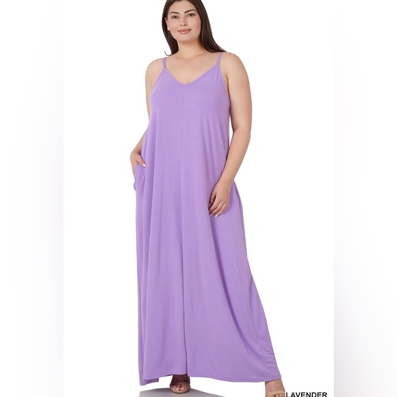 NWT Lavender  Plus Size Maxi Dress With Pockets Size Various - Picture 12 of 15